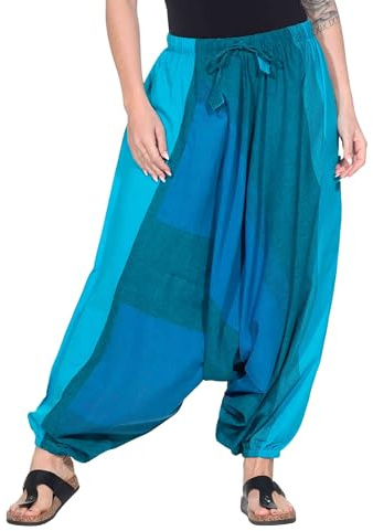 Kunst und Magie Unisex Haremshose OneSize mehrfahrbig, Farbe:Türkis/Blau, Größe:One Size