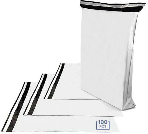 Netuno 100 bolsas de plástico para envío blancas 260 x 350 mm bolsas de mensajería postales autoadhesivas alto brillo opaco impermeables fuerte sacos para ropa embalaje caja libros zapatos correos