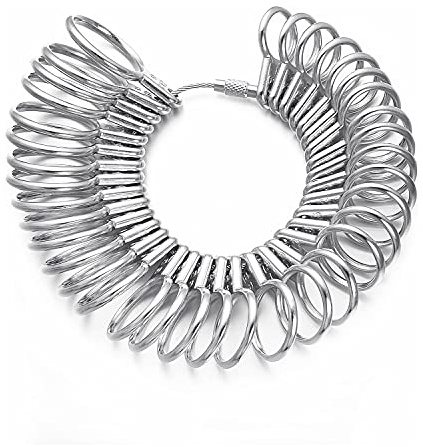 vissen Métal Mesure Baguier Taille Baguer Calibreur de 41 à 76 Doigt Jauge Anneaux Outil pour Bague Taille Europeen Baguier Mesureur