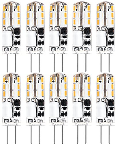 QIMEI-SHOP G4 LED Lampen 1.2W LED Leuchtmittel Warmweiss 3000K 12V AC/DC LED Birnen Ersatz für 10W Halogenlampen 120LM Stiftsockellampe Nicht Dimmbar Kein Flackern 10er Pack