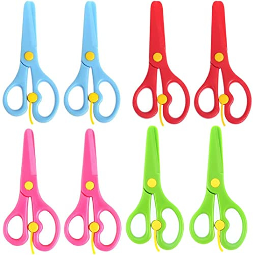 8 Pack Förskoleutbildningssaxar Kids Plastic Playdough Scissors Childrens Toddler Safety Scissors Handgjorda Art Craft Scissors Left Handed Training Spring Scissors.