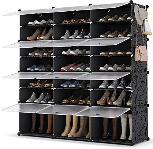 HOMIDEC Scarpiera 7 Livelli per 42 Paia, Portascarpe per Ingresso, Armadio per Soggiorno e Camera da Letto, Nero
