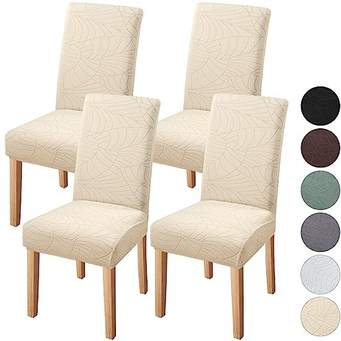 Fuloon Stuhlhussen 4er Set,Universal Stretch Stuhlbezug Moderne Stuhlüberzug Elastische Abnehmbar Waschbar Bezüge für Esszimmerstühle Schwingstuhl Hotel, Restaurant Dekor
