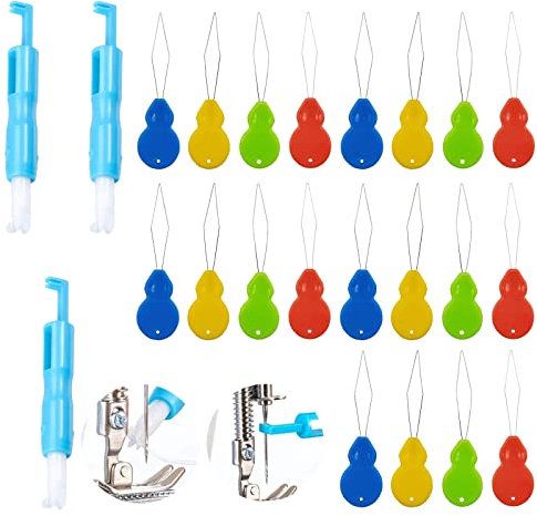 WUDQIJI Nadeleinfädler Einfädelhilfe für Nadeln 23 Stück Nadel Einfädler Automatischer Nähnadel Inserter Kunststoff Nadeleinfädler Werkzeug Schnellnäh Einfädler für Nähmaschine Hand Nähen