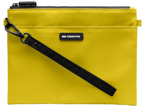 case&me Borsa Per Smartphone E Accessori, Borsetta Con Laccio, Borsa Porta Oggetti, Con Zip, Doppia Tasca, Giallo