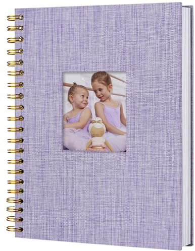 Hiwhy Álbum de Fotos Scrapbook 28x20,5 cm 80 Páginas Álbum de Recortes Tapa Dura Kraft Libro de Visitas para Boda Viaje Baby Shower, Morado