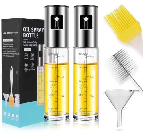 2 Stück Ölsprüher, Öl Sprühflasche, Ölspray, Ölsprüher für Speiseöl, Sprühflasche Öl, Oil Sprayer, Ölsprüher für Heißluftfritteuse, Ölsprüher zum Kochen, Öl Sprühflasche, für Grillen, Backen, Salat