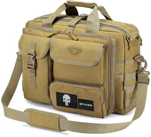 SPAHER Arbeitstasche Laptoptasche 14/15.6/17.3 Zoll Messenger Bag Herren Pilotentasche Aktentasche Taktische Tasche Militär Tragetasche Schultertasche Geschenk für Männer