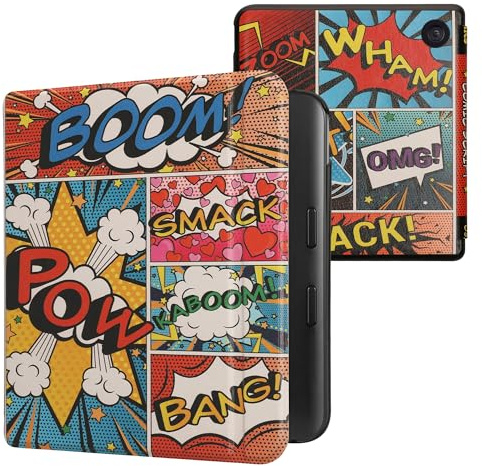 kwmobile Schutzhülle für Kobo Kobo Libra Colour/Tolino Vision Color Hülle - eReader Flip Case mit Auto Sleep Funktion - Comic Symbole mit Mehrfarbig