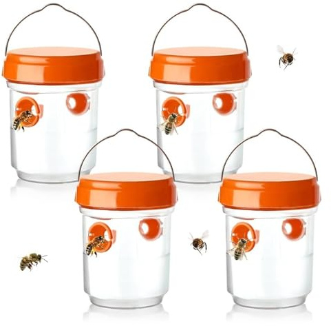 Wespenfalle Set 4-teilig - asiatische Riesenhornissenfalle - Wespenfalle abnehmbar und wiederverwendbar