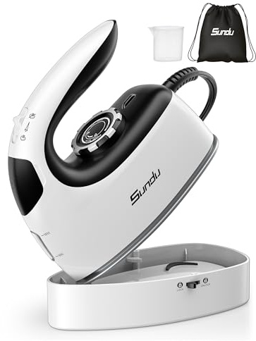 Sundu Mini Travel Iron with Steam,1000W Portable Steamer Samll Iron for Quilting & Sewing,300 Microsteam Holes,90ml water tank,lockable safety base,Digital Temperature Control-Black