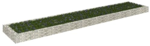 HaoChrymec Jardinière Surélevée with Acier Galvanisé, Design Stable, Parterre Surélevé en Gabion, Panier à Pierre, Jardinière à Gabion, Gris, 500 x 100 x 20 cm