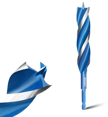 Teronbeta Foret à Bois Hélicoïdal 20mm x 155mm Professionnel Mèche pour Bois avce Pointe Pilote und 1/4 Pouce Tige Hexagonale pour le Travail du Bois