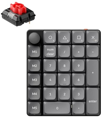Keychron K0 Max - Tastierino numerico wireless a basso profilo, programmabile QMK/VIA, interruttore rosso hot-swap, retroilluminazione RGB, 2,4 GHz e Bluetooth 5.3, frequenza di polling 1000 Hz, con
