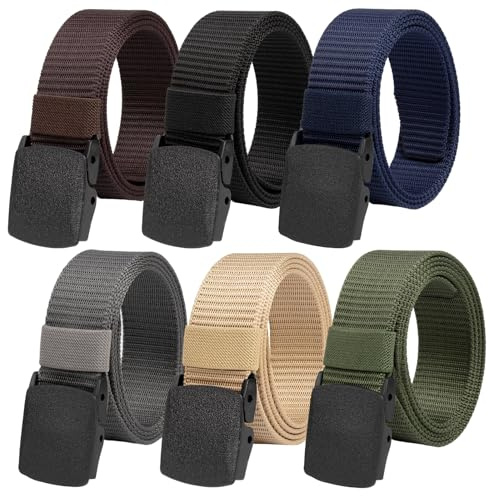 Zyluniy Cnturones Hombre, 6 Piezas Cinturon Pantalones Tactico, Cinturón Táctico de Nylon Cintura Militar con Hebilla Plástica, para Viajes,Deportes Actividades al Aire Libre