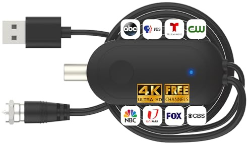 TV Antenna Amplifier Signal Booster, 25dB High Gain Digital HDTV Antenna Booster for Indoor Outdoor TV Antennas, Amplifier for Clear Reception & Reduce Pixelation, USB Powered with Adjustable Gain