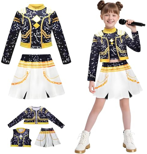 AYIMEIS Fille Zoe Cosplay Costume Complete Déguisement Anime Démon Chasseurs Costume Girl Group Zoe Uniforme Noir Noël Halloween Carnaval Fête Performance Fancy Dress Enfant Taille 100-160