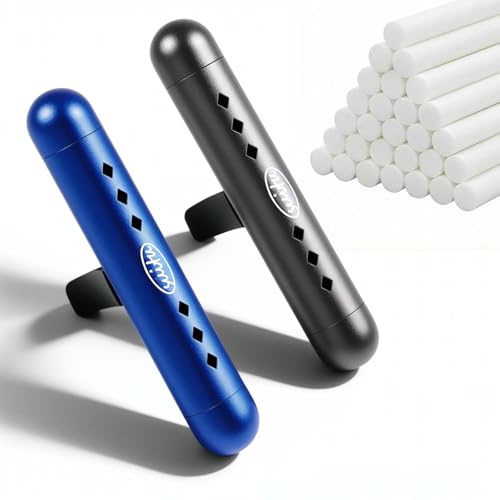 Ambientador Coche 2 Piezas con 26 Varillas Aromáticas, Difusor de Aire para Rejilla, Difusor de Aluminio, 6 Aromas, Elimina Olores, Accesorio Elegante (Azul y Plata)