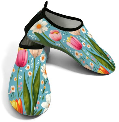 Scarpe da donna per sport acquatici ad asciugatura rapida, da spiaggia, da nuoto, fiori primaverili, pianta senza lacci, calzini acquatici per escursionismo, surf, yoga, Fiori di primavera Pianta Fior