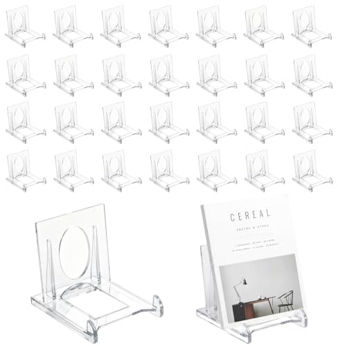 30 Pcs Acrylic Display Stand for Cards, Adjustable Plate Stands for Photos | 6.5x5.5x5cm Clear Acrylic Easel Card Stand Display Holder for Phones Books Trading Card