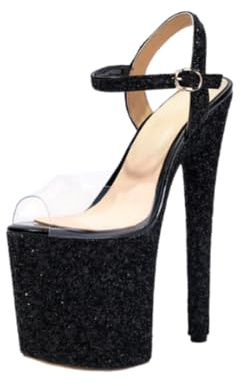 Sandales Mules Transparentes à Plateforme et Talons Hauts pour Femmes