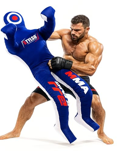 Un-Filled Grappling Dummy Wrestling Dummy Jiu Jitsu Dummy for BJJ MMA Judo Karate Practice Adult Kids and Youth Training Tackling Dummies - Blue, 5ft / 60
