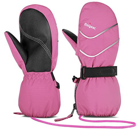 Unigear Guantes de esquí para niños, Manoplas Impermeables y Resistentes al Viento, Guantes de Nieve Transpirables, térmicos, cálidos, Guantes de Invierno para niños y niñas de 2 a 8 años