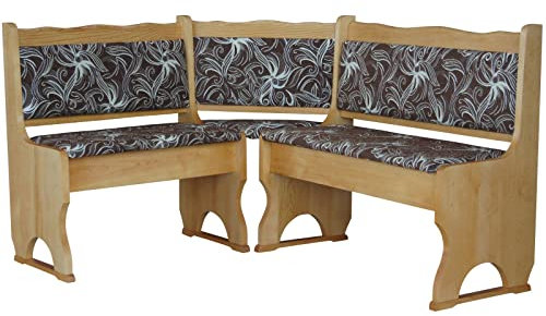 k koma Polster Eckbank Kiefer Holz, Alder Farbe mit Polsterung MASSIVHOLZ - NEU Blume DUNKEL (100 x 160)