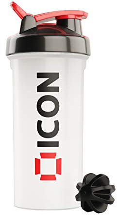 ICON Nutrition Classic Protein Shaker Bottle - 700ml, Made with BPA-Free Plastic, Leak-Proof Protein Shaker, Secure Lid and Mixing Ball, Ideal for Gym, Fitness, and Sports Protein Drink (Clear)