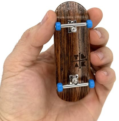 Teak Tuning 34mm Pro Fingerboard Complete - Fully Assembled with Pro Level Components - Pro Shaped Wooden Deck (34x97mm), UltraSpin Bearing Wheels, Prodigy Gen2 Trucks - Blue Suede Shoes