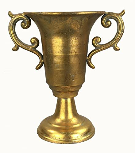 Copa de ánfora, jarrón decorativo, jarrón de flores, jarrón de metal antiguo, vintage, decoración retro (LN52-5, color dorado)