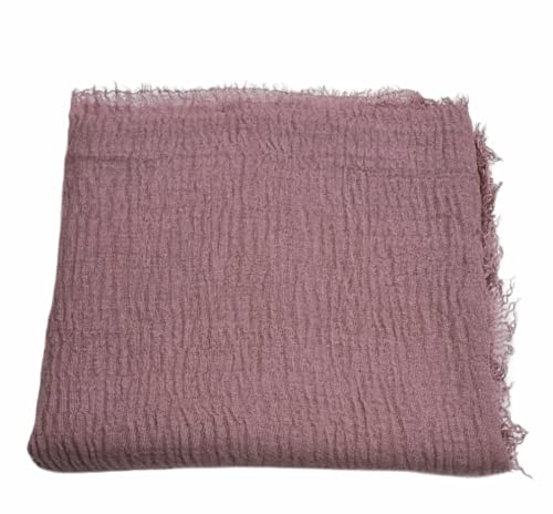 Kiran Fashion Soft Crinkle Hijab Scarf Scarves Shawl Stole Viscose Frayed Edges (Dusty Pink)