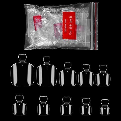 500 Pezzi Francesi Finte Unghie dei Piedi, 10 Misure Unghie Finte con Punte French, Copertura Completa Artificiali Unghie, Acrilico Toe Nails Tips per Donne Ragazze Nail Decorazione (Trasparente)