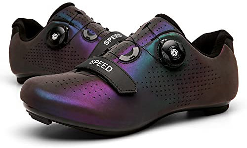 GZQIAWY Chaussures de Cyclisme Hommes Femmes Sports de Plein Air Vitesse VTT Adulte VTT Baskets Course VéLo Chaussure Plat Route Taquet Couleur Violet-Semelle en Caoutchouc 42