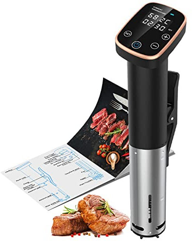 Cuiseur sous vide/1400w thermoplongeur sous vide/avec écran LCD et contrôle précis de la température/ultra-silencieux/étanche IPX7/Contrôle Précis pour Viande,Oeuf,Légumes/acier inoxydable/Le noir