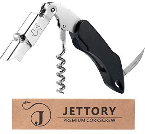 Jettory Kellnermesser - Hochwertiger Korkenzieher und Flaschenöffner Wein mit praktischem Folienmesser und Bierflaschenöffner - Robust, langlebig und preiswert.
