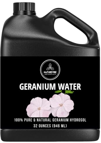 Naturevibe Botanicals Geranium Water 32 Ounces | 100% Pure and Natural | Great for Skin Care and Hair Care