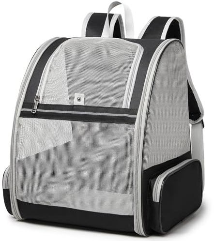 Kommodum - Zaino Gatto Trasporto Cane Taglia piccola Trasportino Pieghevole per Cani con Cinturino di Sicurezza Interno Borsa Portatile Porta Animali Cuccioli Gatti Medi Traspirante Km06 Nero