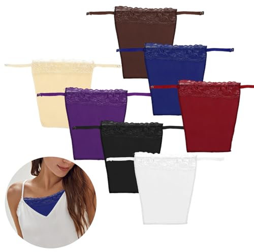 SKHAOVS 7 Pcs Haut Imitation Caraco Bandeau en Dentelle Cache-décolleté,Dame Dentelle A Clipser Faux Camisole Soutien-Gorge (FR/ES, Alpha/Lettres, M, L, Taille Normale, Taille Normale, 7 Couleurs)