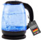 Grafner Design Glas Wasserkocher 1,8 Liter, 1800 Watt, mit blauer LED Beleuchtung, Trockenlaufschutz, BPA-frei, 360° Basis, Edelstahl Heizelement, Cool-Touch Griff, Überhitzungsschutz, schwarz