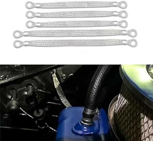 deemars Automotive Masseband, Geflochtene Massebänder, 3 Stück 10„ x 1/2“ & 2 Stück 13„ x 1/2“ geflochtenes, Verzinntes Motormasseband, Professionelle Fahrzeug-Erdungskabelriemen für Autos