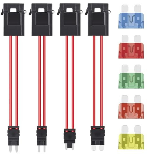 AUKENIEN ACC KFZ Sicherungskasten Sicherungshalter Set 4Werte Mini Micro Micro2 Standard Flachsicherungshalter mit Sicherung Auto Sicherungen 10 15 20 30 40 A Flachsicherungen für Fahrzeugelektronik