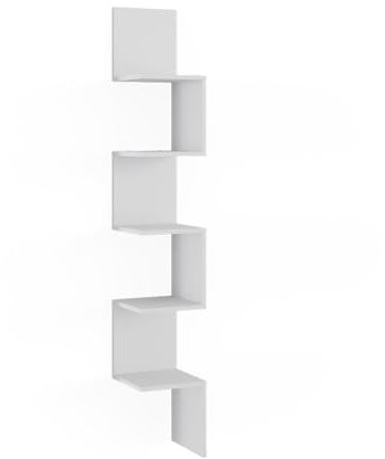 Vicco Eckregal Paolo, Bücherregal, Weiß, 28 x 175.4 cm mit 5 Fächern