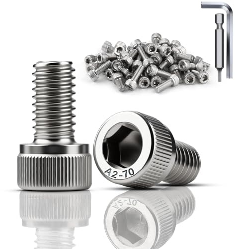 TXXATX 120 Piezas Tornillo Cilíndrico M3x6 mm Tornillos Cabeza Hexagonal DIN 912 de Acero Inoxidable A2 V2A Tornillos de Cabeza Allen Rosca Completa Para Reparación de Maquinaria de Muebles