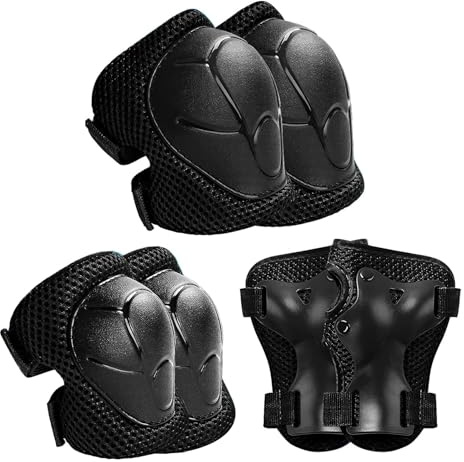 PANYI 6 Teiliges Set Schützer Inliner Skateboard Schutzausrüstung Kinder Verstellbare Knieschützer,Ellbogenschützer und Handschützer Skate Schoner Kinder Im Sport Schützen