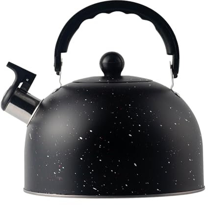 Bollitore a fischio da 2,5 litri, in acciaio inox resistente, con impugnatura resistente al calore, bollitore per acqua a ebollizione rapida per caffè, tè, cioccolata calda, uso interno ed esterno