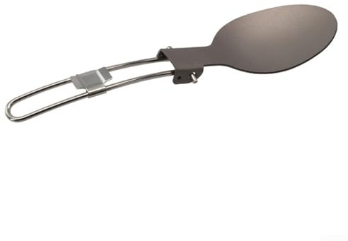 Cuillère pliante d'extérieur avec cuillère-fourchette légère finition mate pour camping, randonnée, pique-nique (cuillère)