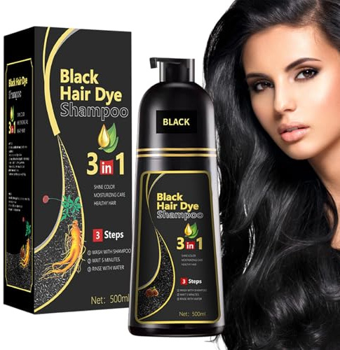 Champú Tinte Canas 3 en 1, 500ML Champu Color Semipermanente para el Cabello, Cobertura De Canas En En Minutos, Champú para Cabello Instantáneo Champu Colorante Tinte para Hombre y Mujer