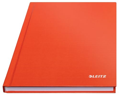 Leitz A5 Notizbuch liniert, 160 Seiten, 80 Blatt FSC zertifiziertes 80 g/m² Papier, Stabiler, kratzfester Hardcover-Einband, Für Büro, Schule oder als Tagebuch, Solid Serie, Hellrot, 46670020