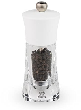 Peugeot - Oléron Manual Pepper Mill - Acrylic, Clear & Matt White, 14 cm